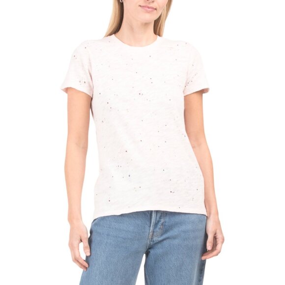 ATM Rose Multi Slub Jersey Splatter Schoolboy Short Sleeve Crew Neck Tee - Picture 1 of 2